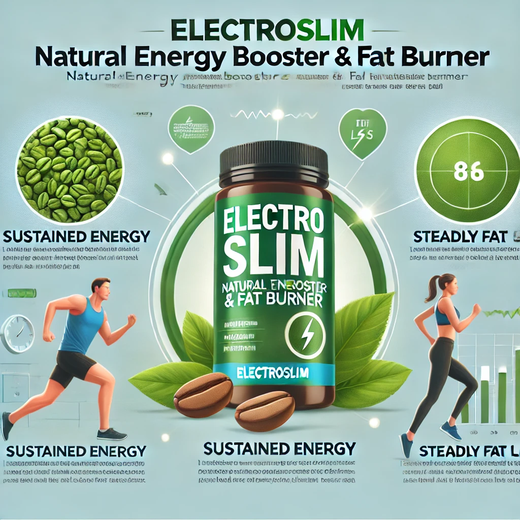 Infographic of ElectroSlim benefits: sustained energy and steady fat loss.